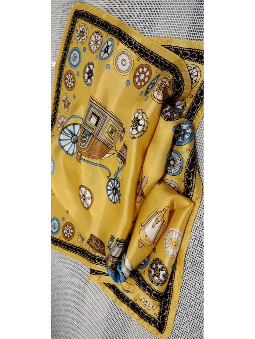 Vintage 1960s Carriages Scarf Lilly D'or Dandy Mustard Victorian Acetate ITALY
